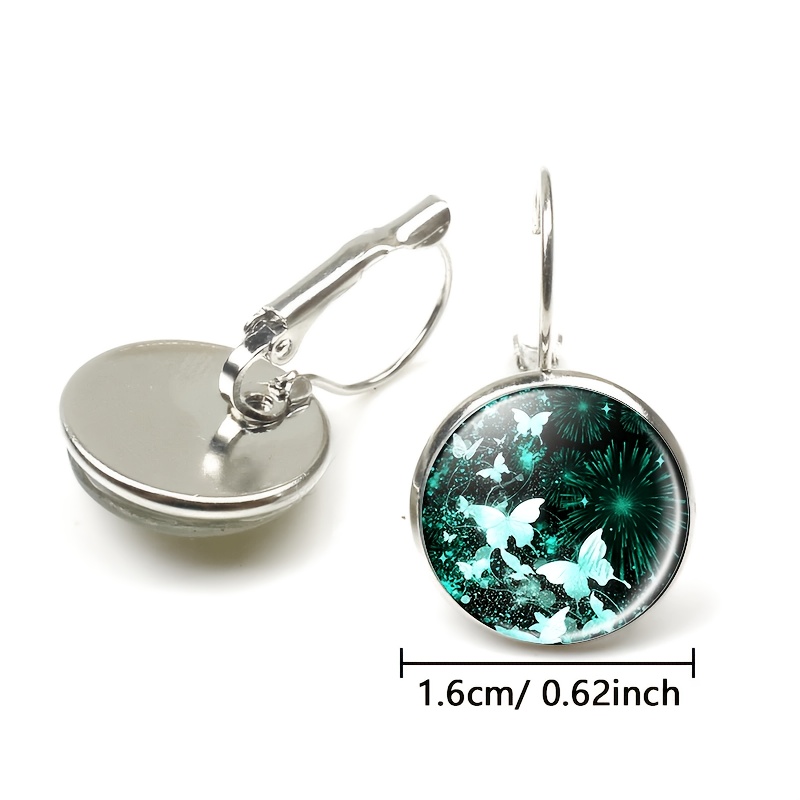 2pcs Exquisite White Earrings with Blue Butterfly Design